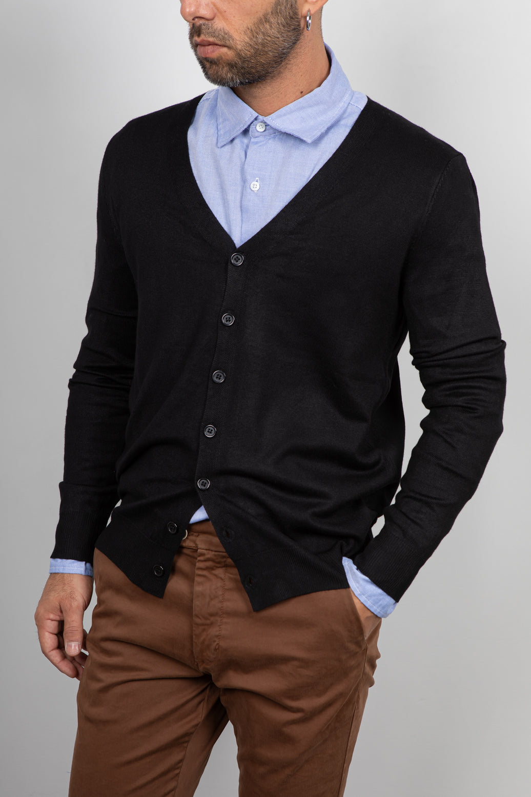 Cardigan in viscosa LANDEK - NERO LPL211