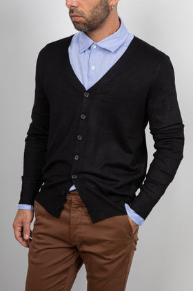 Cardigan in viscosa LANDEK - NERO LPL211