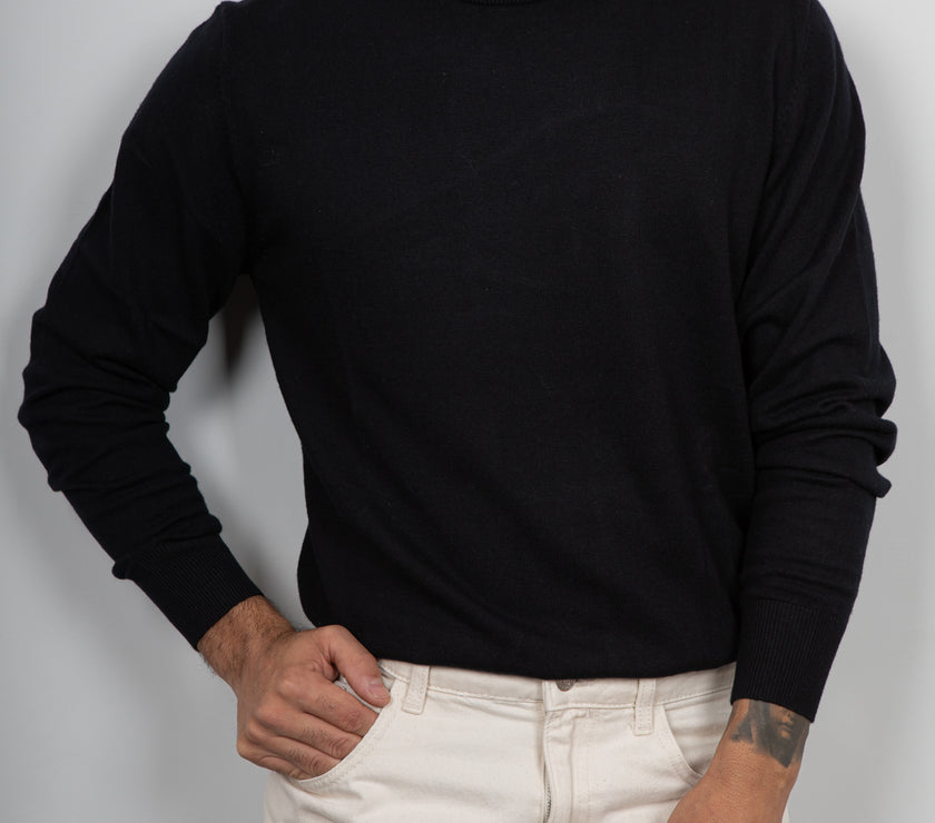 Maglioncino in cotone lino LANDEK - NERO LP251036A