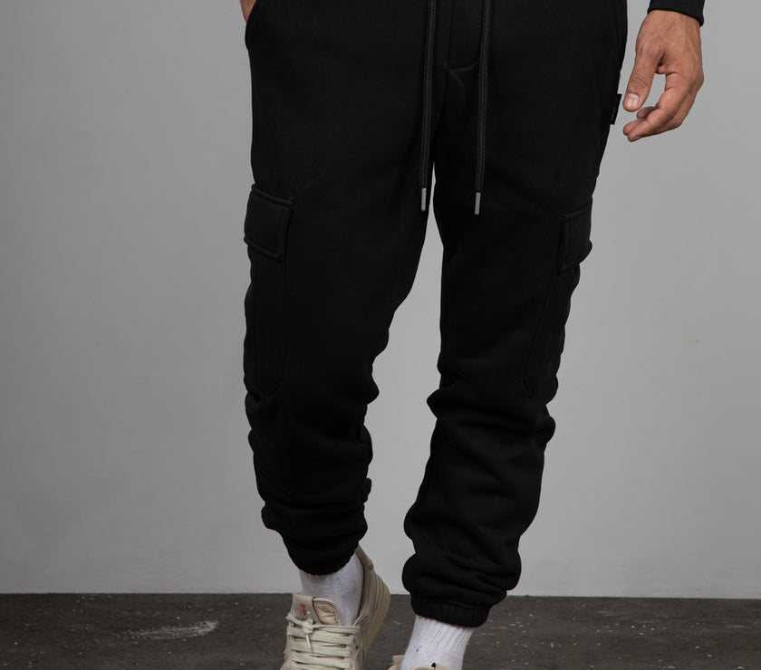 Pantalone  Felpato Cargo TELAMIRA- NERO BTF0034