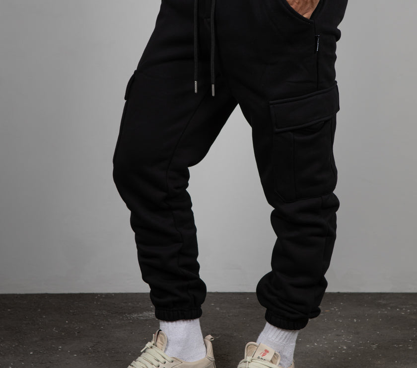 Pantalone  Felpato Cargo TELAMIRA- NERO BTF0034