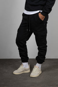 Pantalone  Felpato Cargo TELAMIRA- NERO BTF0034