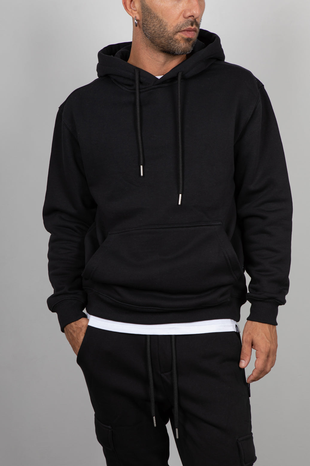 Felpa Cappuccio-NERO BTF0032