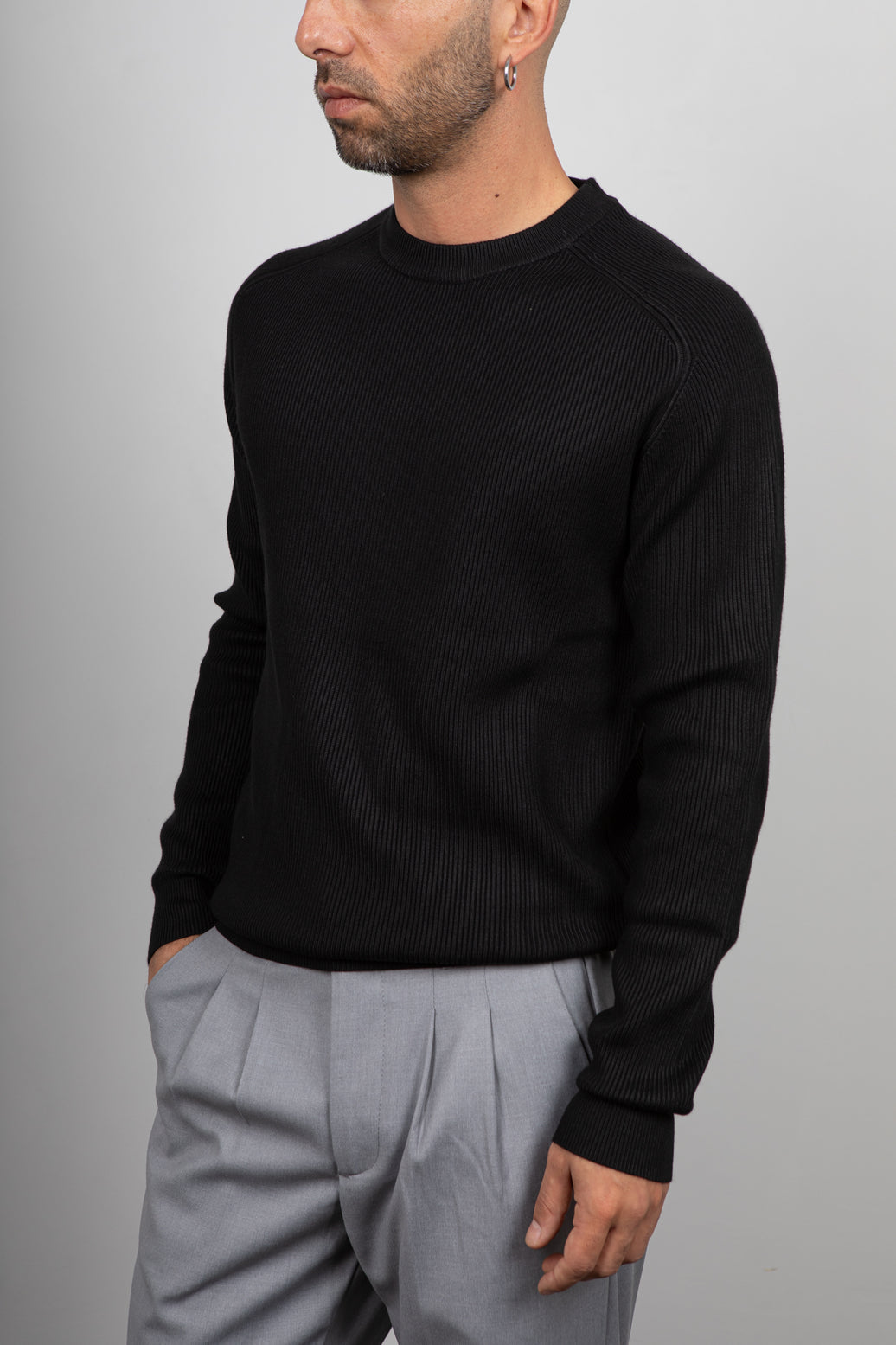 Maglione viscosa costa inglese GIANNI LUPO - BLACK GL35213GZ