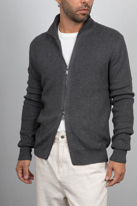 Maglione full zip GIANNI LUPO - DARK GREY GL35152GZ