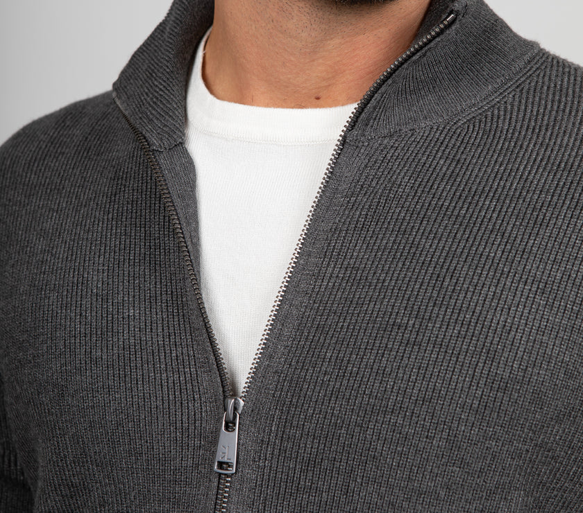 Maglione full zip GIANNI LUPO - DARK GREY GL35152GZ