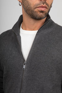 Maglione full zip GIANNI LUPO - DARK GREY GL35152GZ