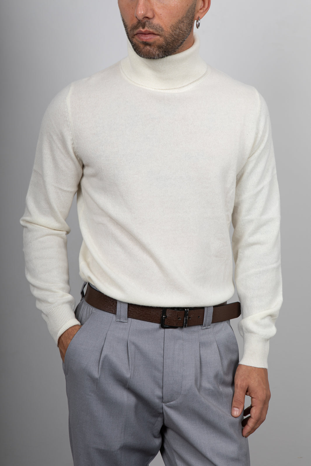 Maglione collo alto cashmere GIANNI LUPO - PANNA GL387S