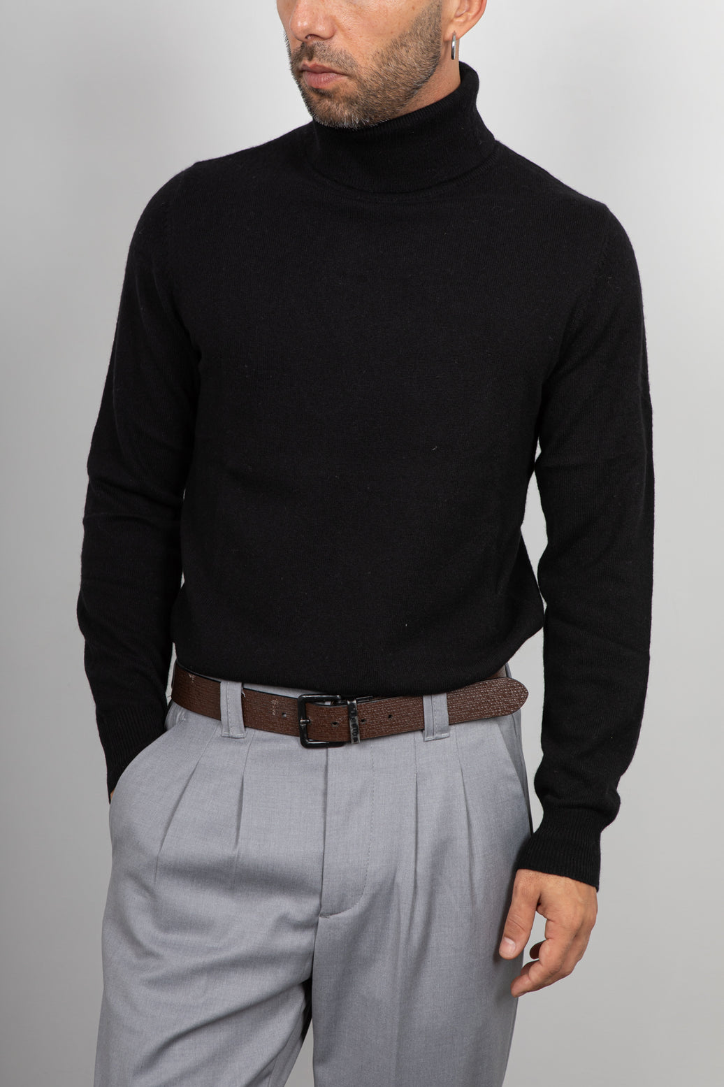 Maglione collo alto cachemire GIANNI LUPO - nero GL387S