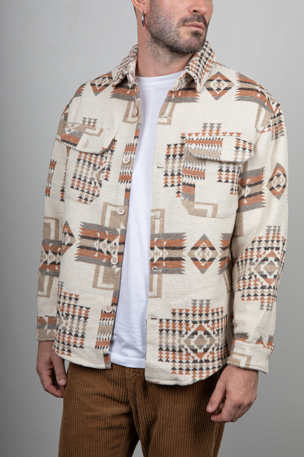 Giacca camicia etnica TELAMIRA - BEIGE RTC012