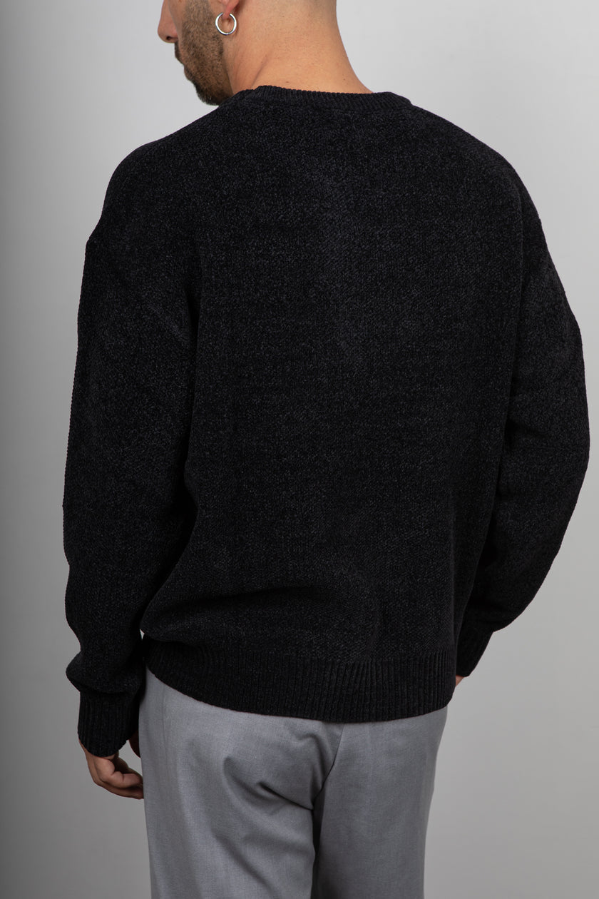 Maglione in ciniglia GIANNI LUPO - NERO GL525S