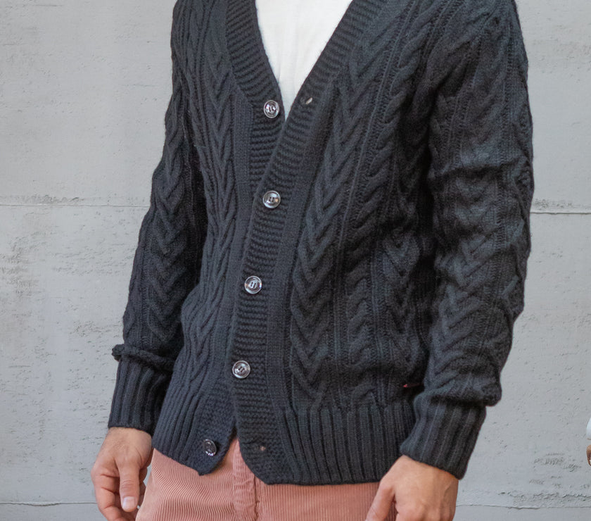 Cardigan a trecce GIANNI LUPO - NERO GL35059