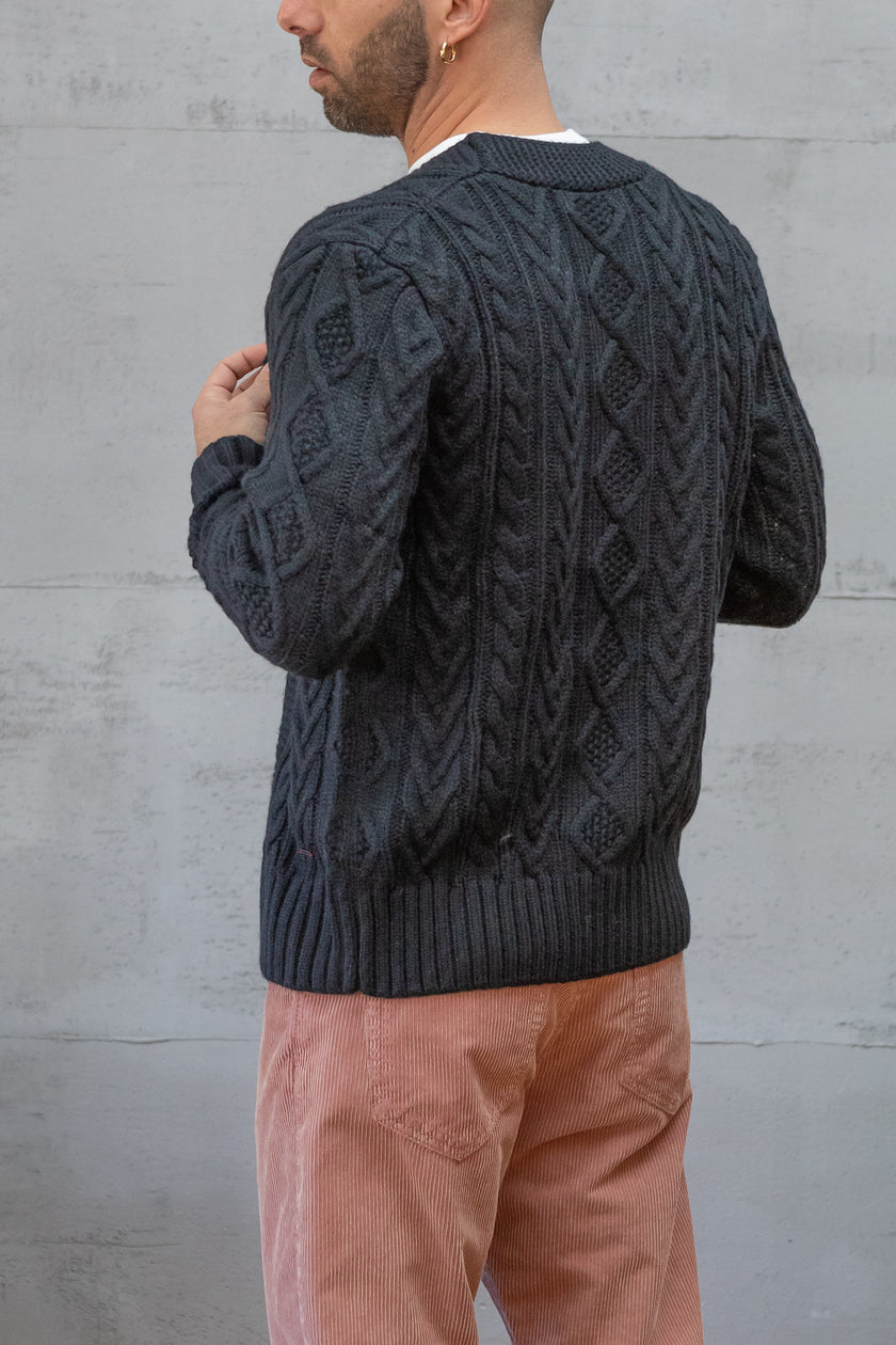 Cardigan a trecce GIANNI LUPO - NERO GL35059
