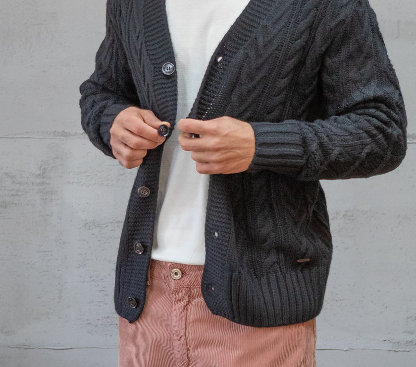 Cardigan a trecce GIANNI LUPO - NERO GL35059