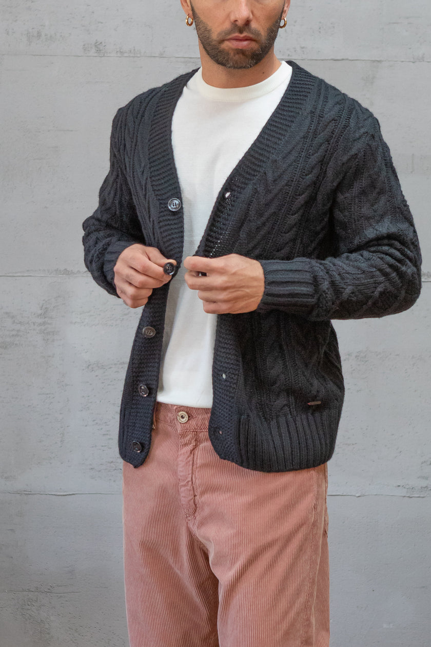 Cardigan a trecce GIANNI LUPO - NERO GL35059