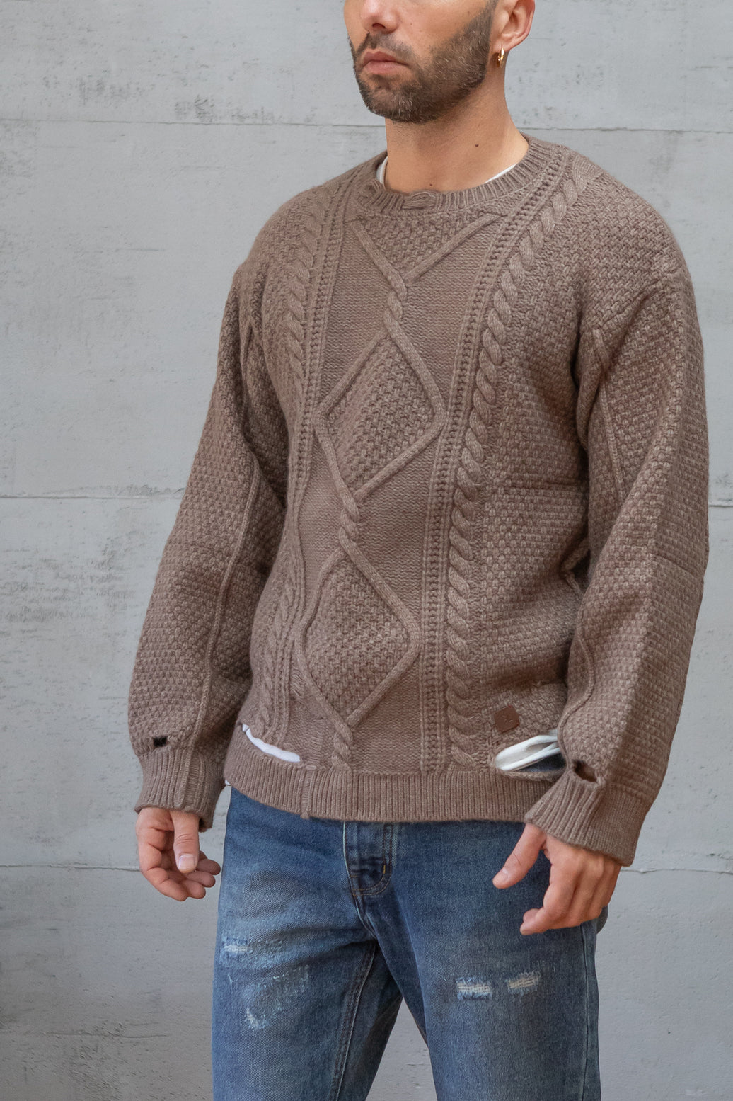 Maglione lavorato GIANNI LUPO - CAMMELLO GL33716