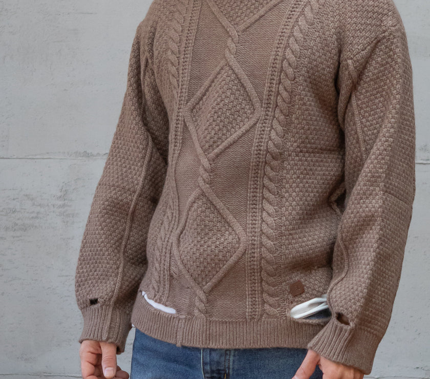 Maglione lavorato GIANNI LUPO - CAMMELLO GL33716