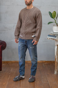 Maglione lavorato GIANNI LUPO - CAMMELLO GL33716