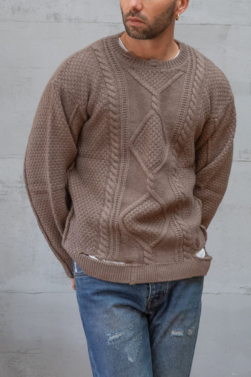 Maglione lavorato GIANNI LUPO - CAMMELLO GL33716