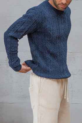 Maglione a trecce GIANNI LUPO - NAVY GL35055