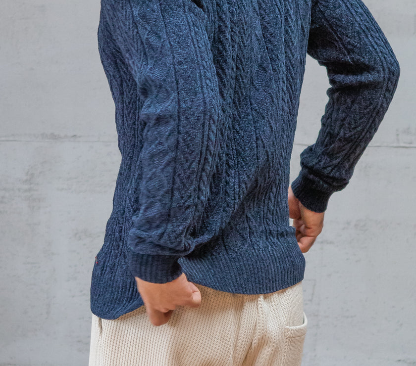 Maglione a trecce GIANNI LUPO - NAVY GL35055
