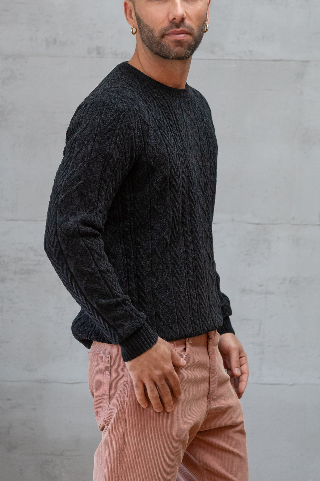 Maglione a trecce GIANNI LUPO - NERO GL35055