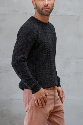 Maglione a trecce GIANNI LUPO - NERO GL35055