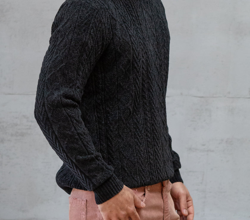 Maglione a trecce GIANNI LUPO - NERO GL35055
