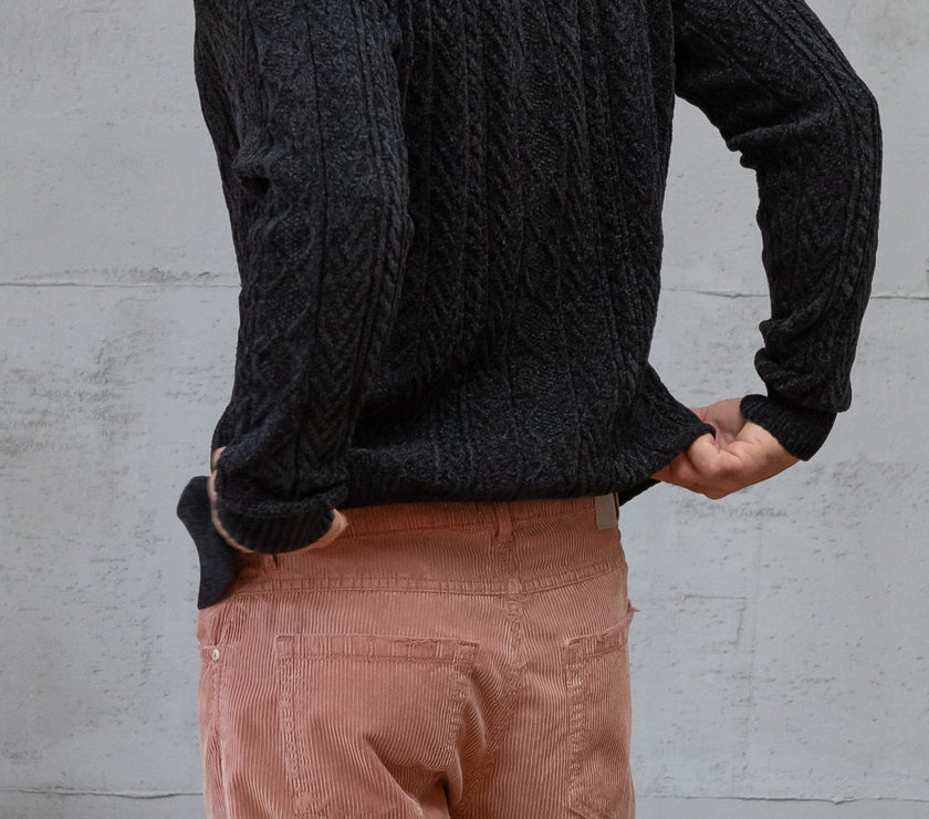 Maglione a trecce GIANNI LUPO - NERO GL35055