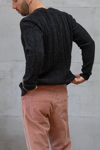 Maglione a trecce GIANNI LUPO - NERO GL35055