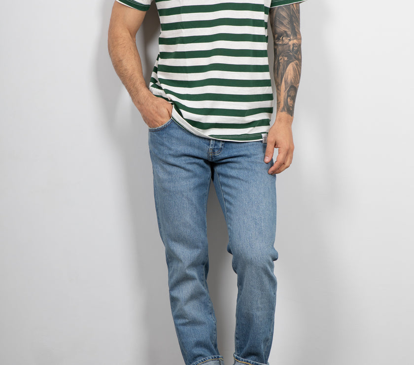 BERNA STRIPED GREEN/ CREAM T-SHIRT-223289