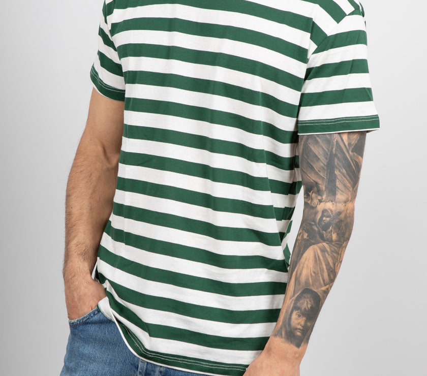 BERNA STRIPED GREEN/ CREAM T-SHIRT-223289
