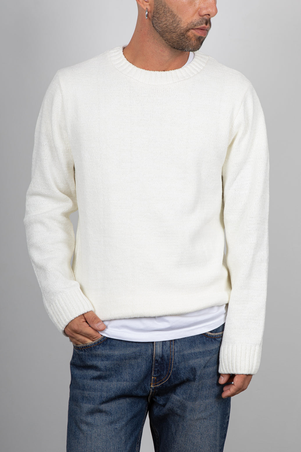 Maglione in ciniglia SQUAD2 - PANNA MA424