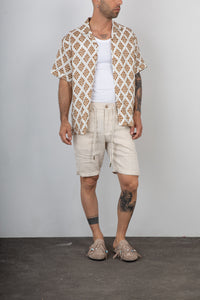 Camicia bowling in lino GIANNI LUPO - GL7839S AVORIO