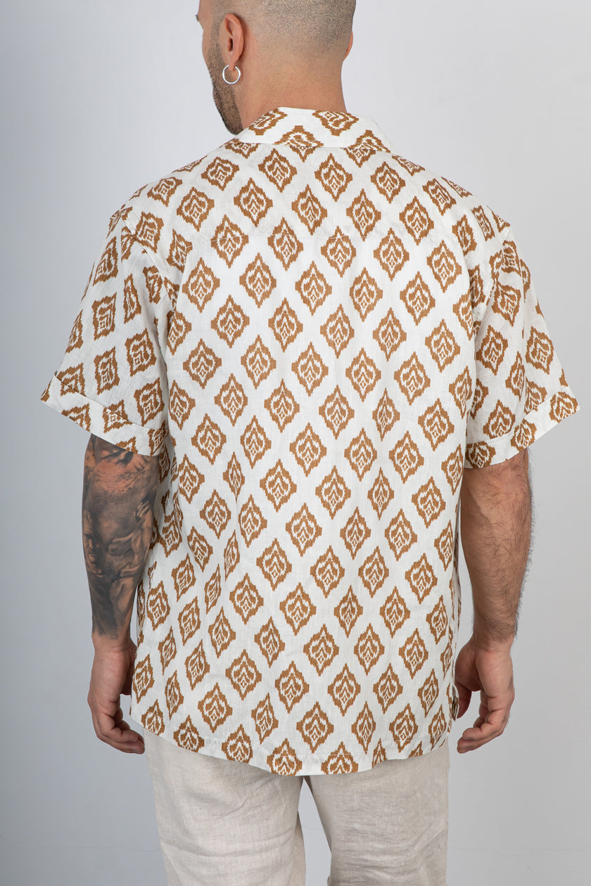Camicia bowling in lino GIANNI LUPO - GL7839S AVORIO
