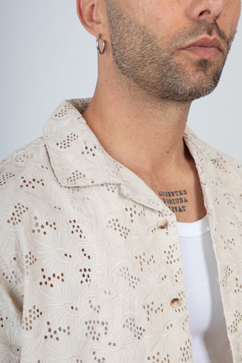 Camicia San Gallo TREZ - COCCO ECRU'