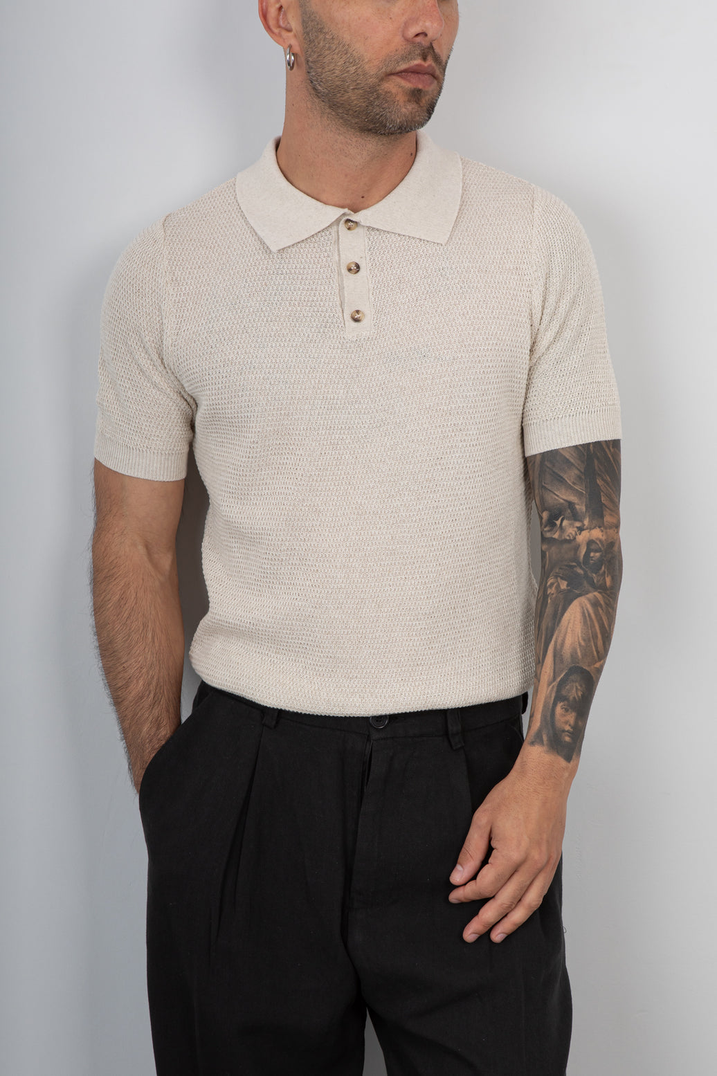 Polo lino TELAMIRA - STM06076 BEIGE