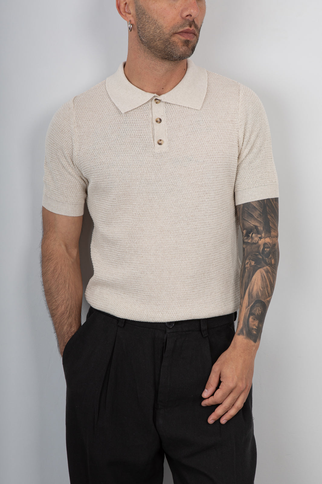 Polo lino TELAMIRA - STM06076 BEIGE