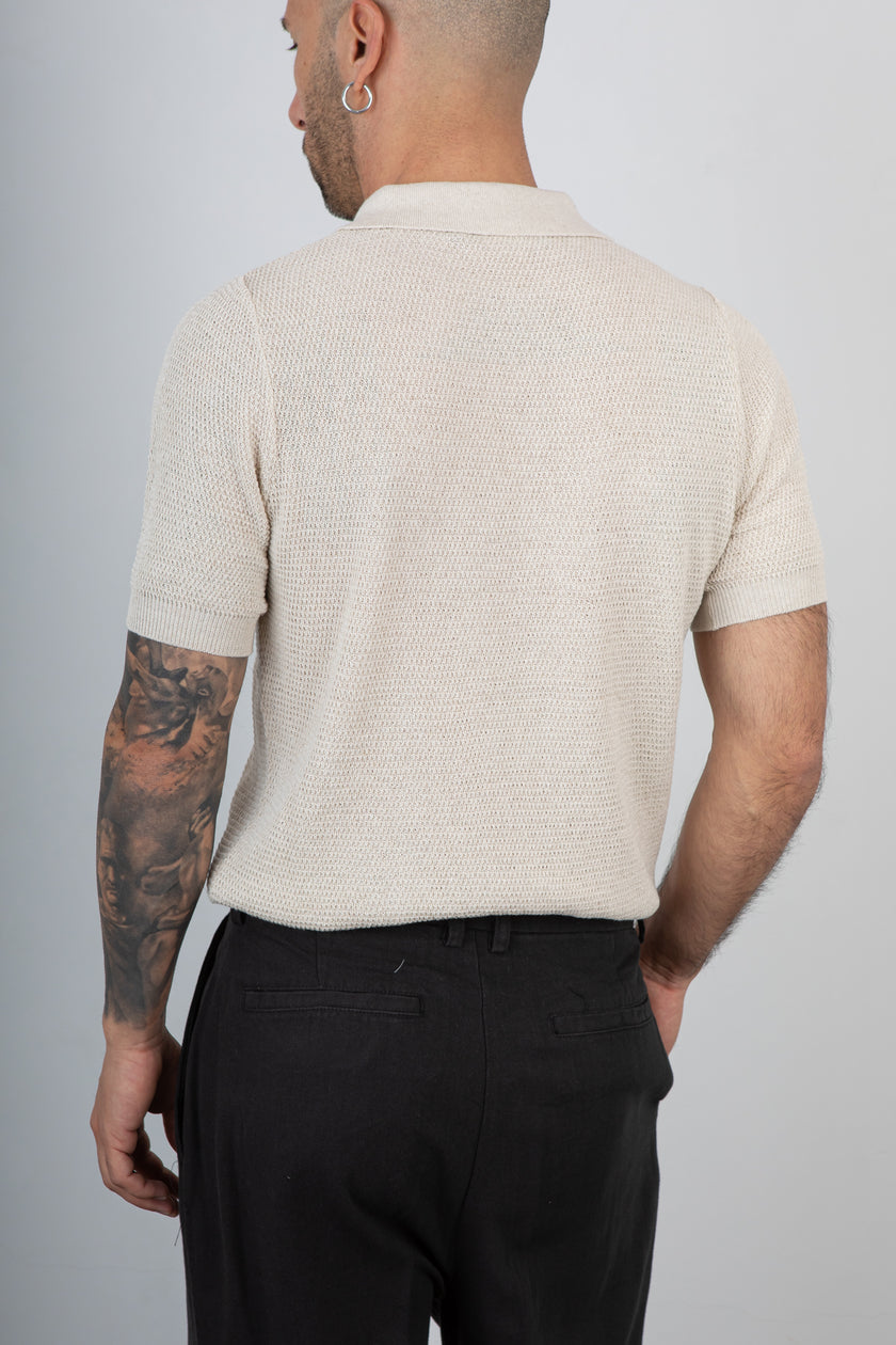 Polo lino TELAMIRA - STM06076 BEIGE
