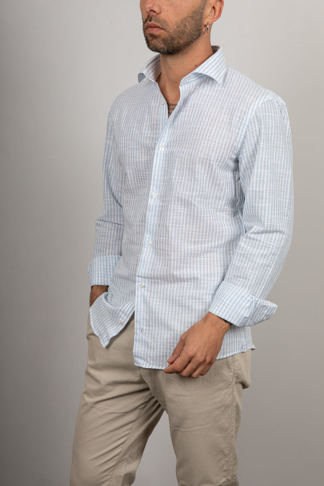 Camicia in lino TELAMIRA - 56008 CELESTE