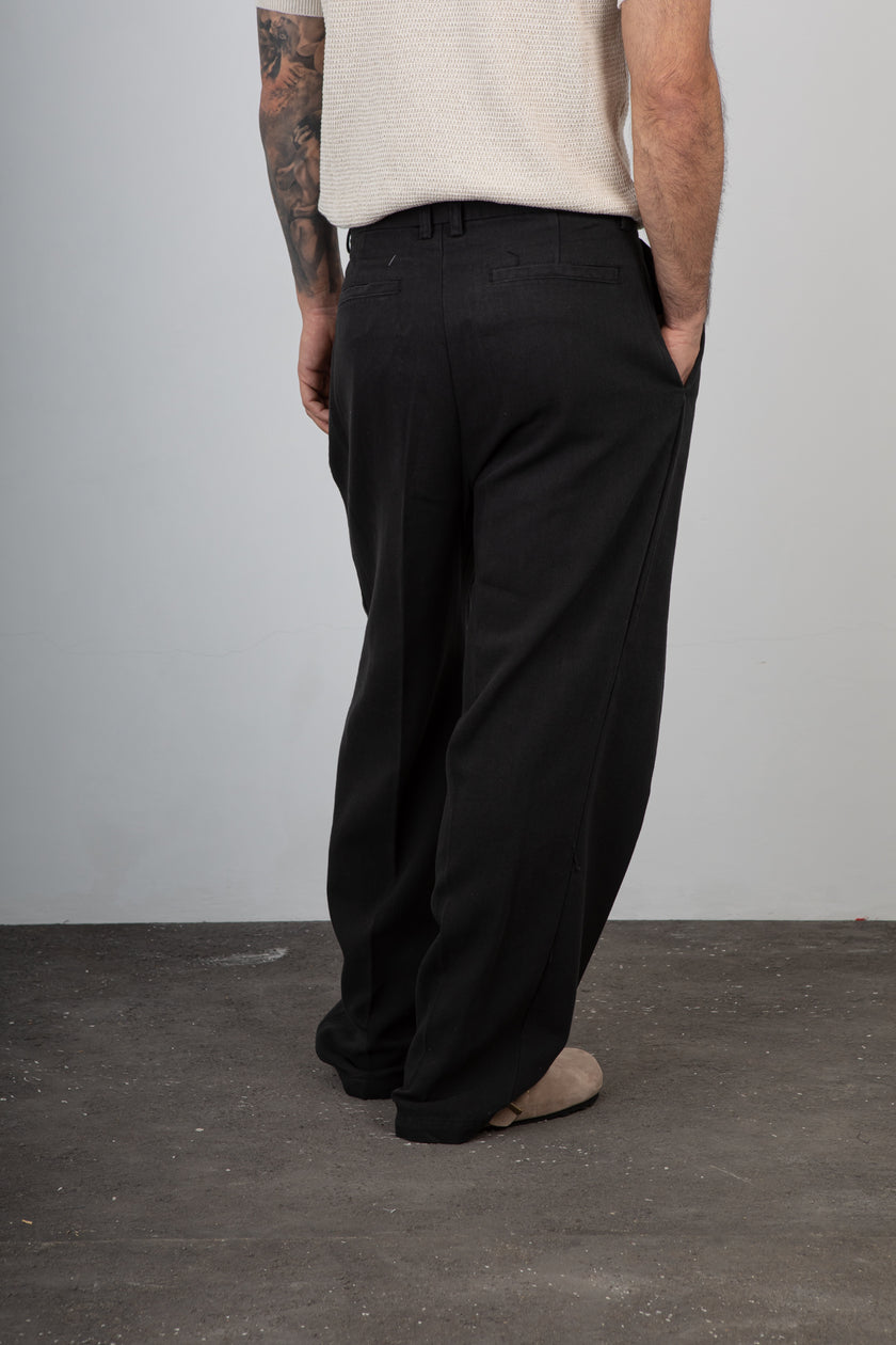 Pantalone palazzo misto lino TELAMIRA - CTP06078 NERO