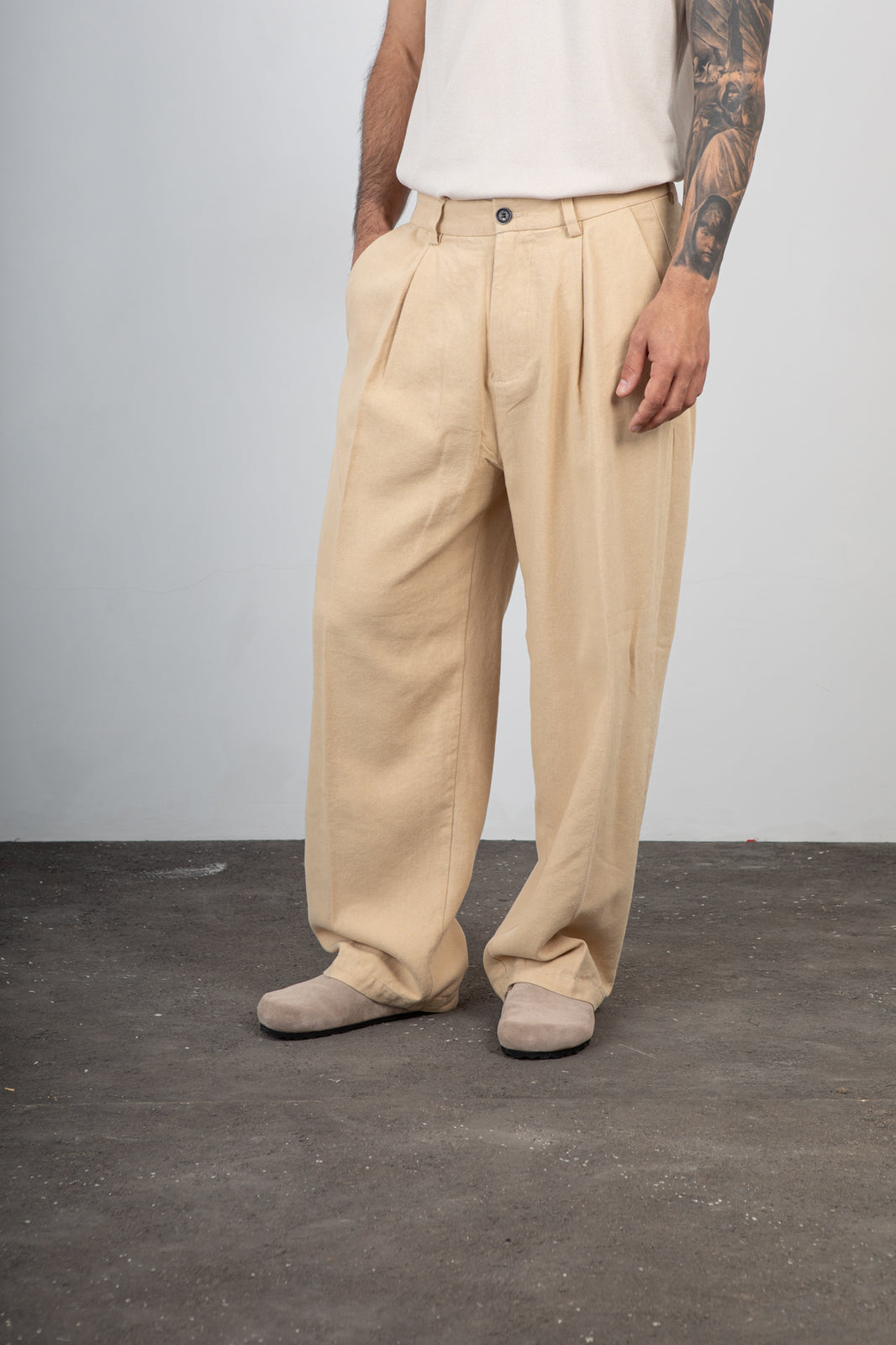 Pantalone palazzo misto lino TELAMIRA - CTP06078 BEIGE