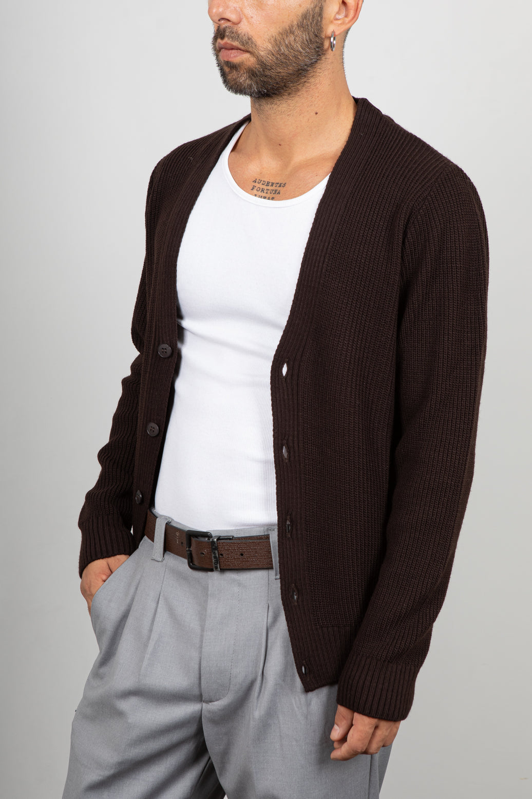 Cardigan costa inglese SQUAD - MORO MA427