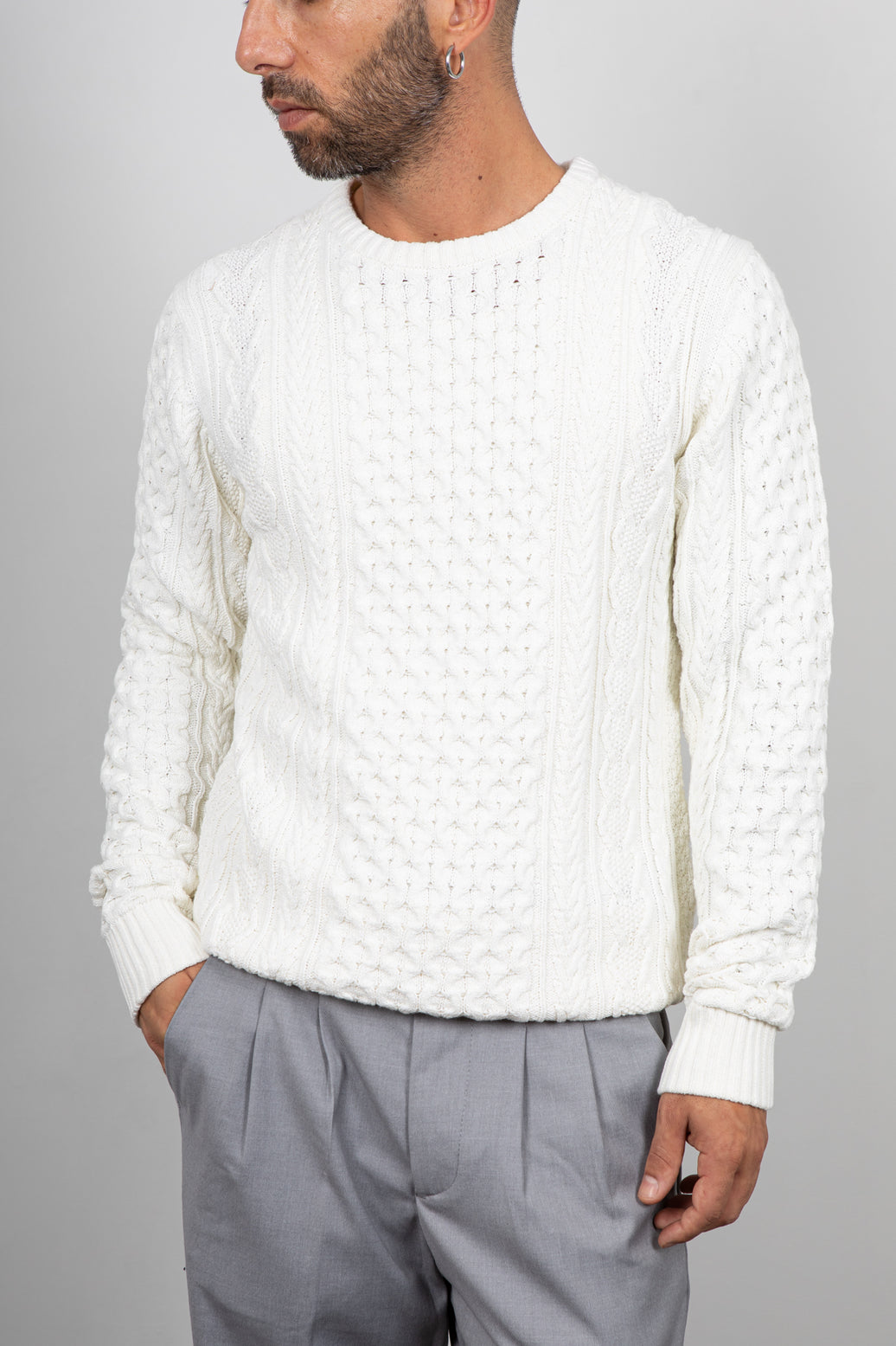 Maglione Fisherman INDICODE - BIANCO 35-380