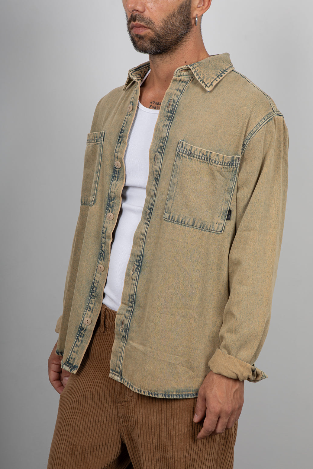 Camicia in denim effetto vintage INDICODE - SAND 25-388