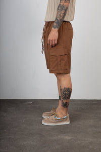 Short cargo in lino TELAMIRA - DTB06045 MARRONE