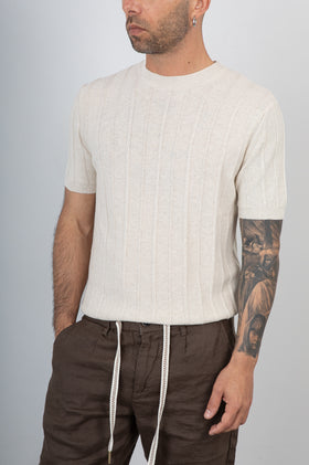 T-shirt a coste TELAMIRA - MA2061 PANNA