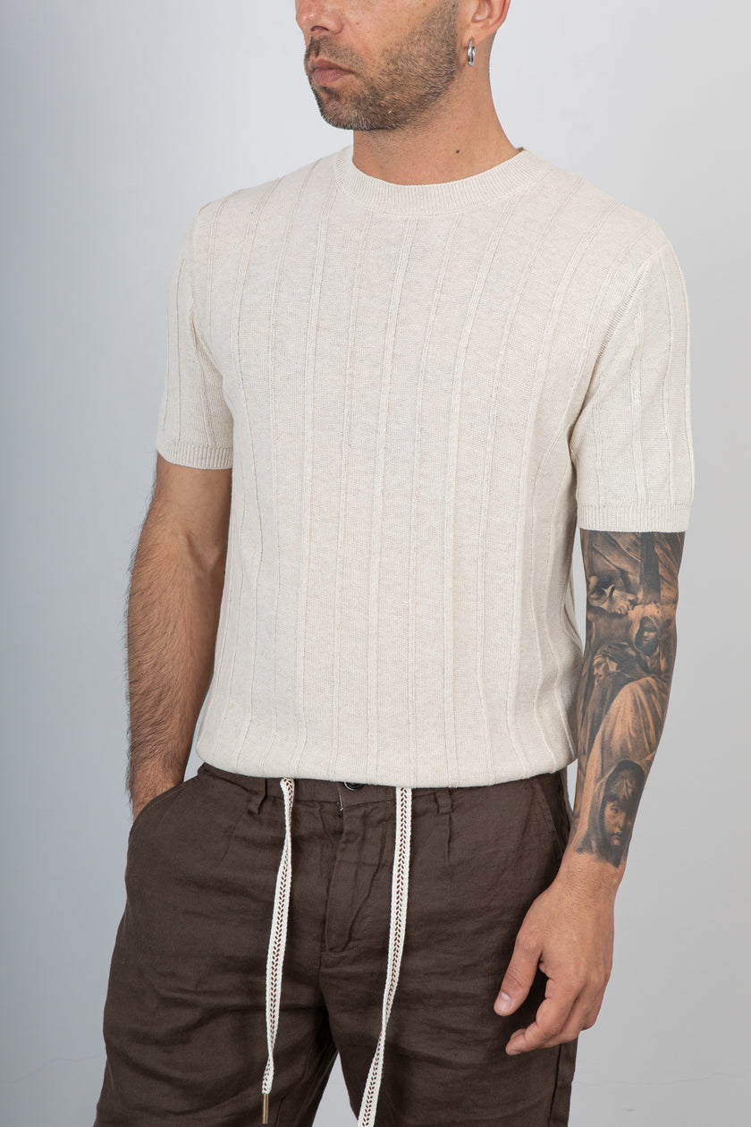 T-shirt a coste TELAMIRA - MA2061 PANNA