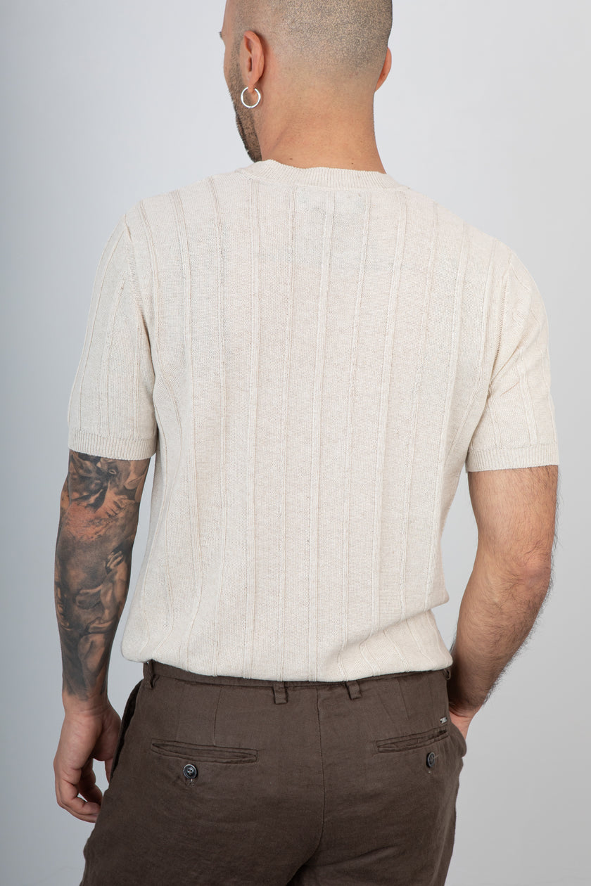 T-shirt a coste TELAMIRA - MA2061 PANNA