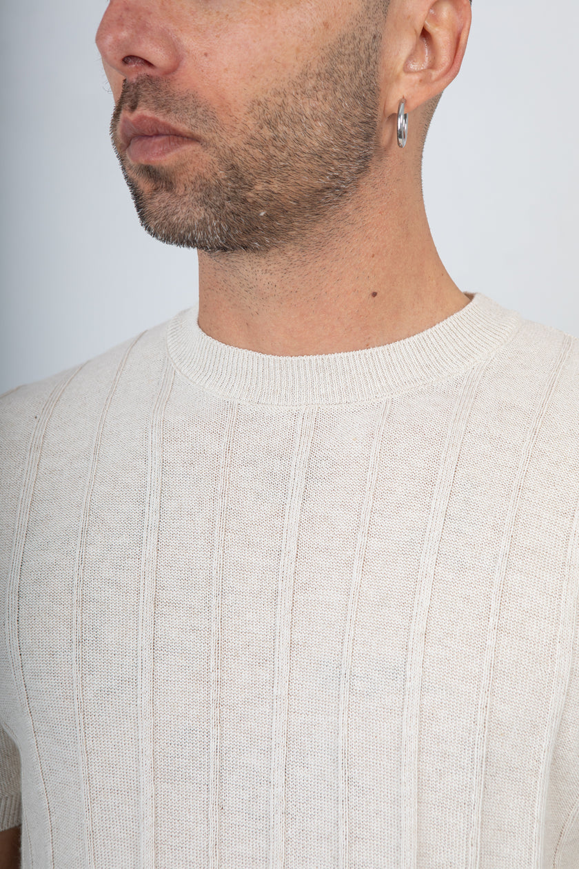 T-shirt a coste TELAMIRA - MA2061 PANNA